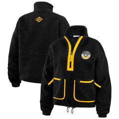 Pittsburgh Steelers WEAR by Erin Andrews Women's Polar Fleece Half-Zip Jacket Black | NFL