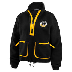 Pittsburgh Steelers WEAR by Erin Andrews Women's Polar Fleece Half-Zip Jacket Black | NFL