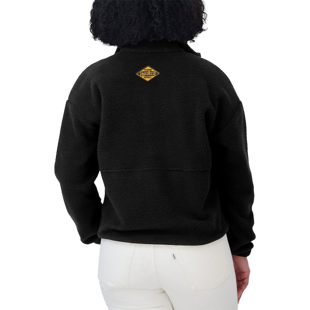 Pittsburgh Steelers WEAR by Erin Andrews Women's Polar Fleece Half-Zip Jacket Black | NFL