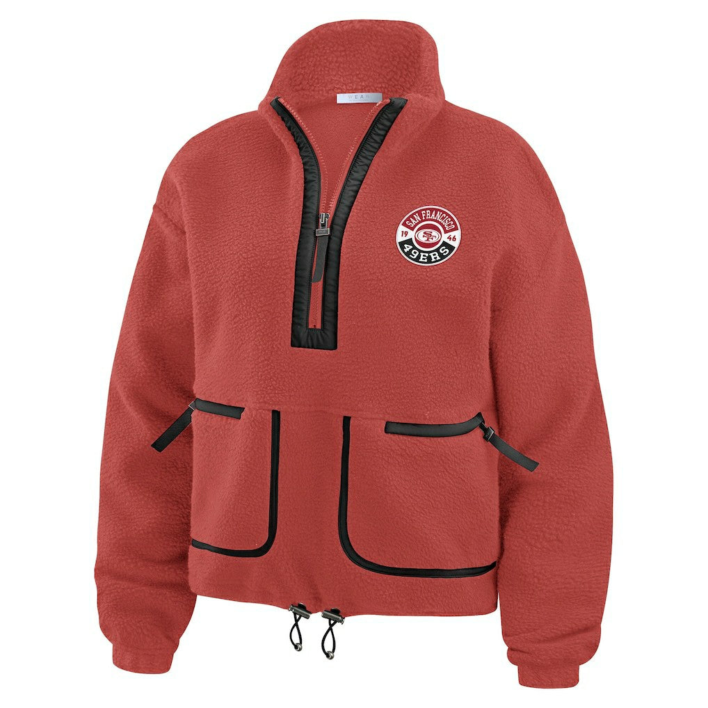 San Francisco 49ers WEAR by Erin Andrews Women's Polar Fleece Half-Zip Jacket Scarlet | NFL