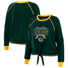 Green Bay Packers WEAR by Erin Andrews Women's Tie-Front Long Sleeve Top Green/Gold | NFL