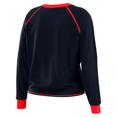 Houston Texans WEAR by Erin Andrews Women's Tie-Front Long Sleeve Top Navy/Red | NFL