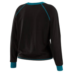 Jacksonville Jaguars WEAR by Erin Andrews Women's Tie-Front Long Sleeve Top Black/Teal | NFL