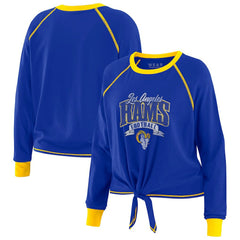 Los Angeles Rams WEAR by Erin Andrews Women's Tie-Front Long Sleeve Top Royal/Gold | NFL