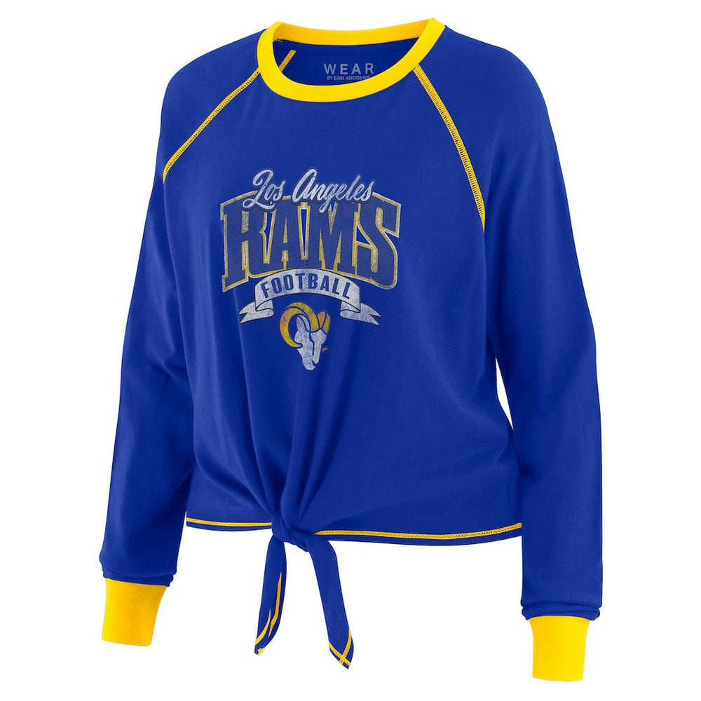 Los Angeles Rams WEAR by Erin Andrews Women's Tie-Front Long Sleeve Top Royal/Gold | NFL
