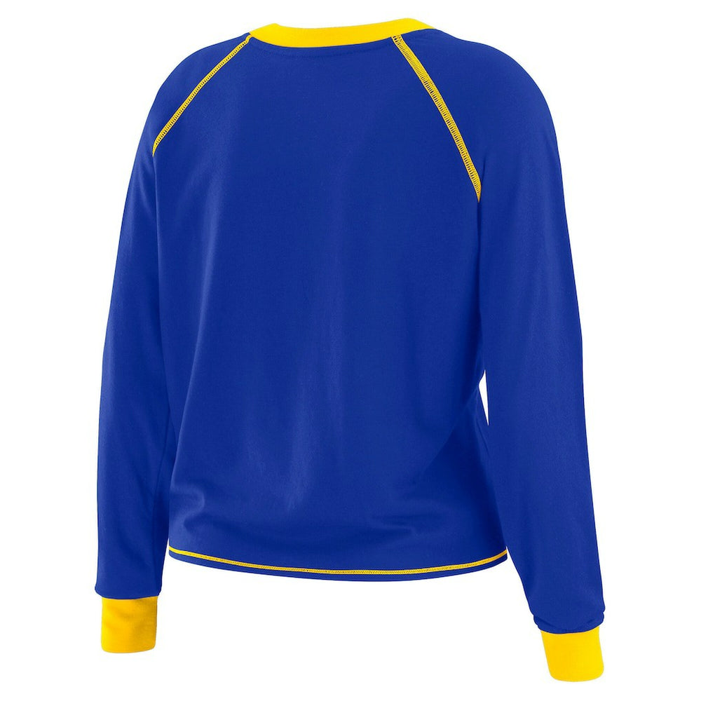 Los Angeles Rams WEAR by Erin Andrews Women's Tie-Front Long Sleeve Top Royal/Gold | NFL