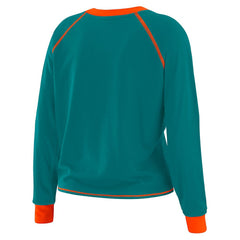 Miami Dolphins WEAR by Erin Andrews Women's Tie-Front Long Sleeve Top Aqua/Orange | NFL