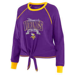 Minnesota Vikings WEAR by Erin Andrews Women's Tie-Front Long Sleeve Top Purple/Gold | NFL