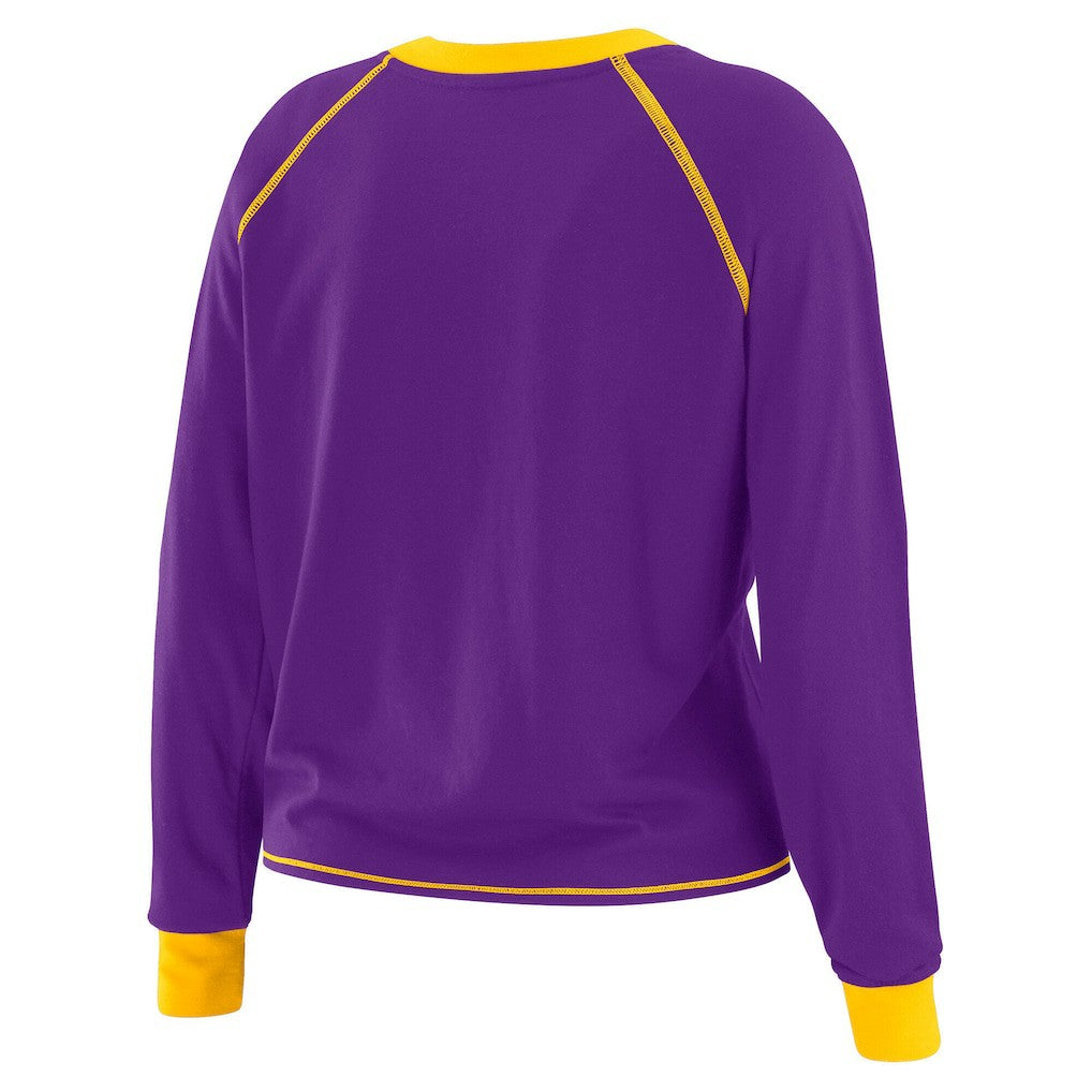 Minnesota Vikings WEAR by Erin Andrews Women's Tie-Front Long Sleeve Top Purple/Gold | NFL