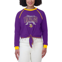 Minnesota Vikings WEAR by Erin Andrews Women's Tie-Front Long Sleeve Top Purple/Gold | NFL