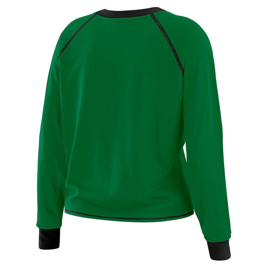 New York Jets WEAR by Erin Andrews Women's Tie-Front Long Sleeve Top Green/Black | NFL