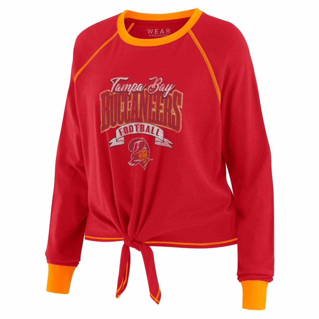 Tampa Bay Buccaneers WEAR by Erin Andrews Women's Tie-Front Long Sleeve Top Red/Orange | NFL