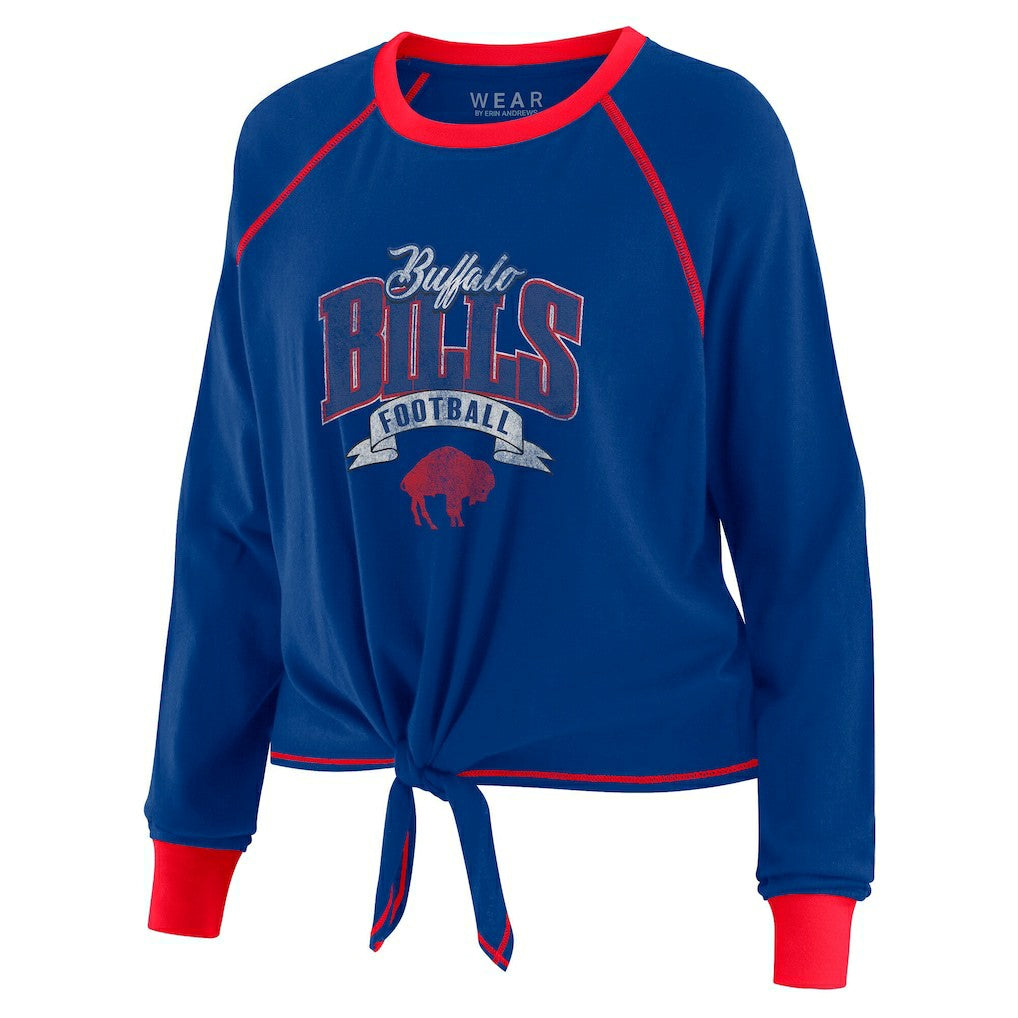 Buffalo Bills WEAR by Erin Andrews Women's Tie-Front Long Sleeve Top Royal/Red | NFL