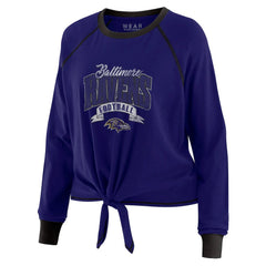 Baltimore Ravens WEAR by Erin Andrews Women's Tie-Front Long Sleeve Top Purple/Black | NFL