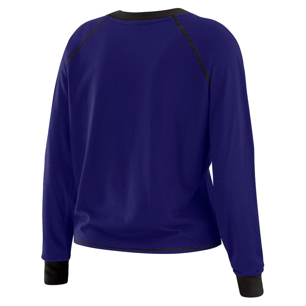 Baltimore Ravens WEAR by Erin Andrews Women's Tie-Front Long Sleeve Top Purple/Black | NFL