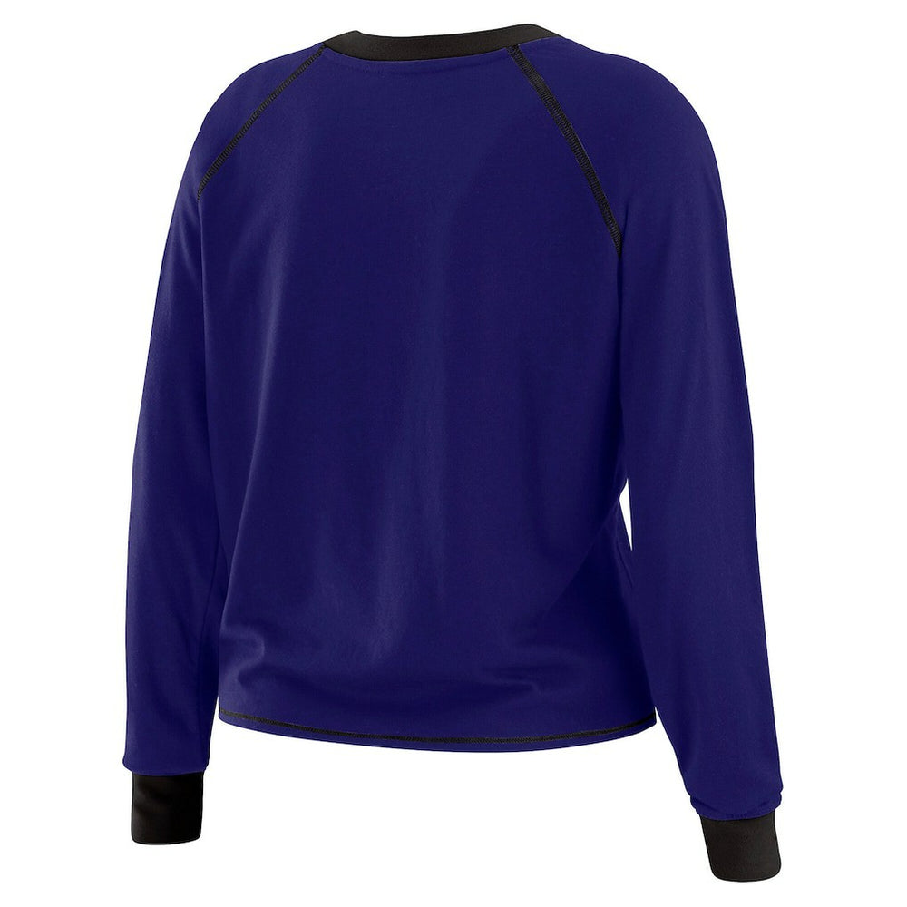 Baltimore Ravens WEAR by Erin Andrews Women's Tie-Front Long Sleeve Top Purple/Black | NFL