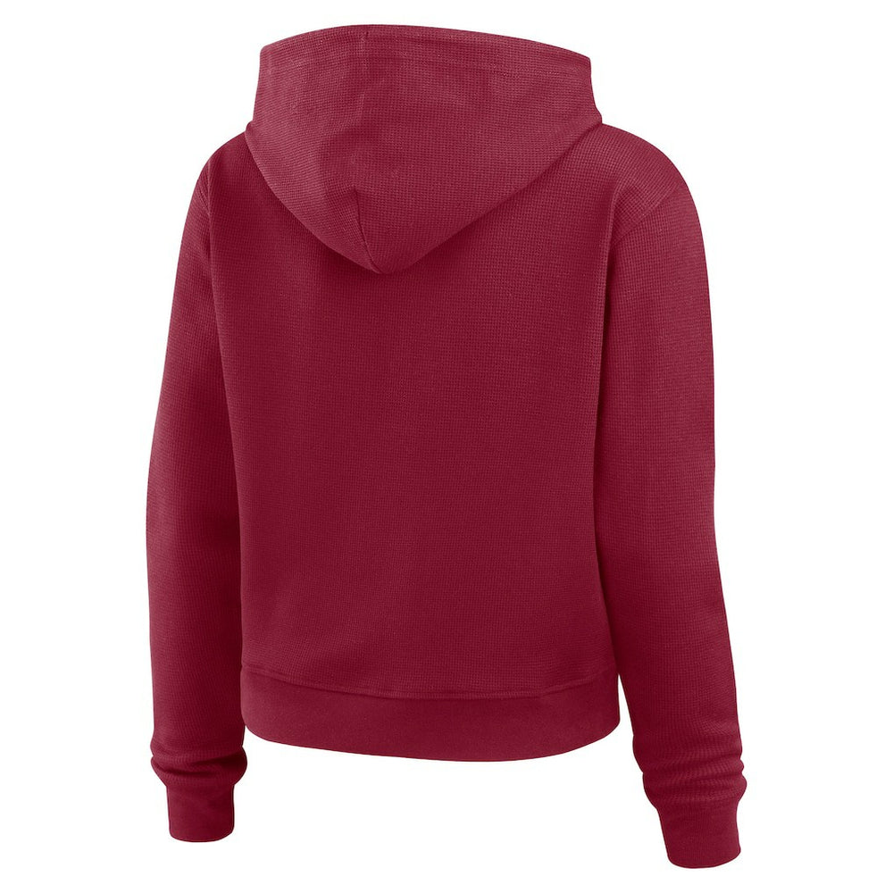 Washington Commanders WEAR by Erin Andrews Women's Waffle Hoodie Pullover Top Burgundy | NFL