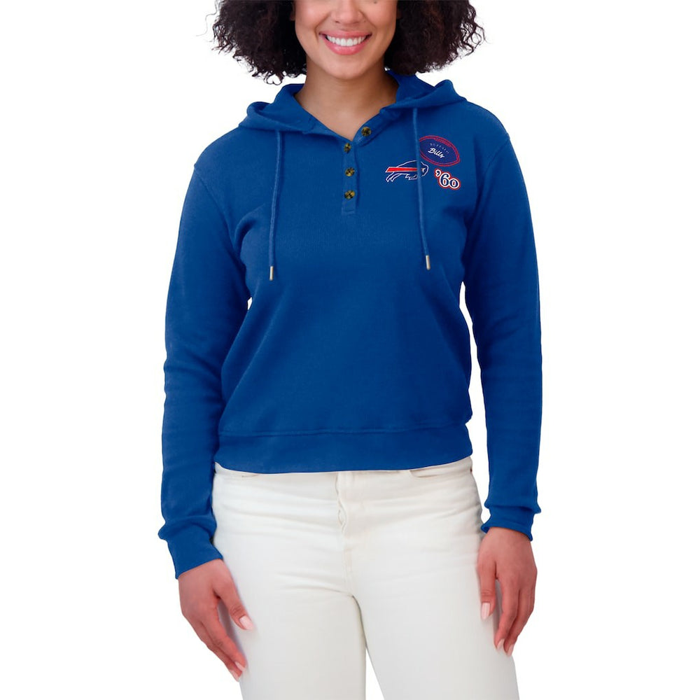 Buffalo Bills WEAR by Erin Andrews Women's Waffle Hoodie Pullover Top Royal | NFL
