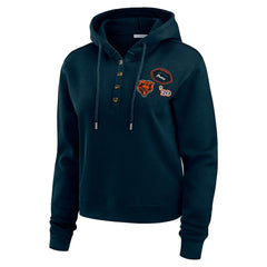 Chicago Bears WEAR by Erin Andrews Women's Waffle Hoodie Pullover Top Navy | NFL
