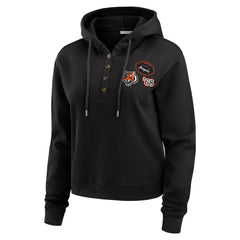 Cincinnati Bengals WEAR by Erin Andrews Women's Waffle Hoodie Pullover Top Black | NFL