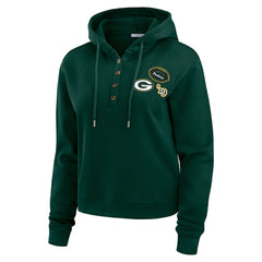 Green Bay Packers WEAR by Erin Andrews Women's Waffle Hoodie Pullover Top Green | NFL