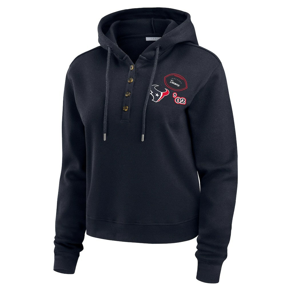 Houston Texans WEAR by Erin Andrews Women's Waffle Hoodie Pullover Top Navy | NFL