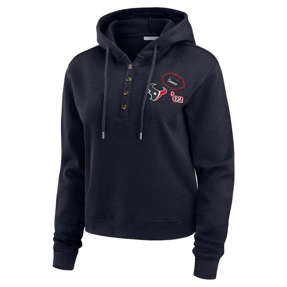 Houston Texans WEAR by Erin Andrews Women's Waffle Hoodie Pullover Top Navy | NFL