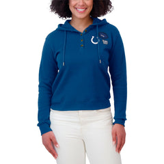 Indianapolis Colts WEAR by Erin Andrews Women's Waffle Hoodie Pullover Top Blue | NFL
