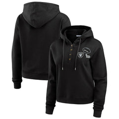 Las Vegas Raiders WEAR by Erin Andrews Women's Waffle Hoodie Pullover Top Black | NFL