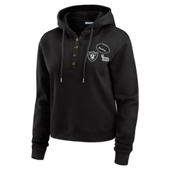 Las Vegas Raiders WEAR by Erin Andrews Women's Waffle Hoodie Pullover Top Black | NFL