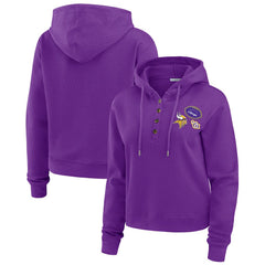 Minnesota Vikings WEAR by Erin Andrews Women's Waffle Hoodie Pullover Top Purple | NFL