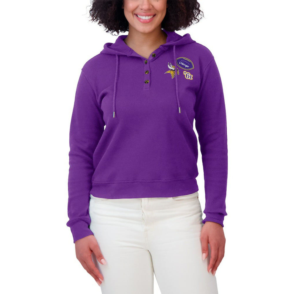Minnesota Vikings WEAR by Erin Andrews Women's Waffle Hoodie Pullover Top Purple | NFL