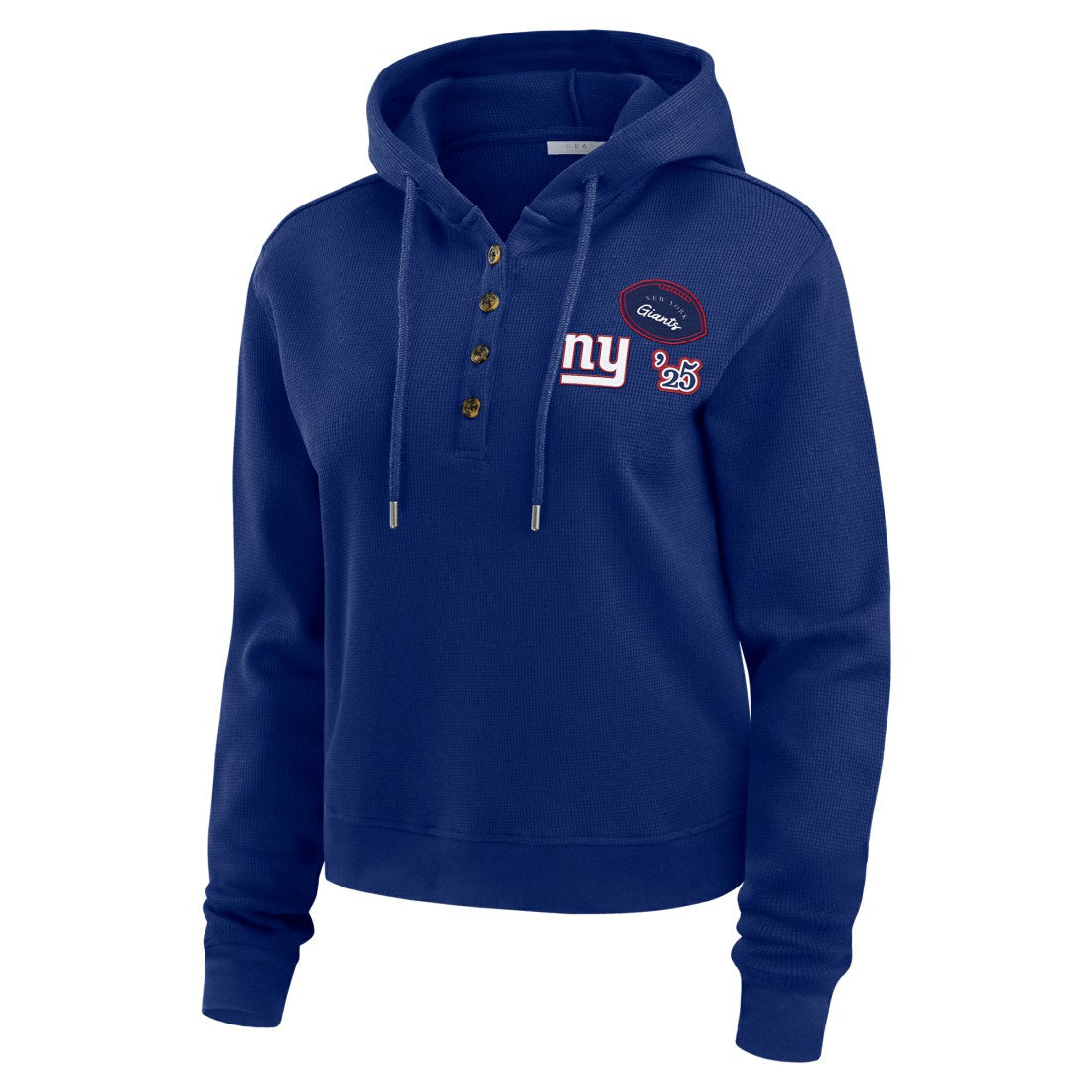 New York Giants WEAR by Erin Andrews Women's Waffle Hoodie Pullover Top Royal | NFL