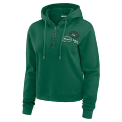 New York Jets WEAR by Erin Andrews Women's Waffle Hoodie Pullover Top Green | NFL