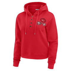 San Francisco 49ers WEAR by Erin Andrews Women's Waffle Hoodie Pullover Top Scarlet | NFL