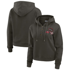 Tampa Bay Buccaneers WEAR by Erin Andrews Women's Waffle Hoodie Pullover Top Pewter | NFL