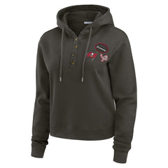 Tampa Bay Buccaneers WEAR by Erin Andrews Women's Waffle Hoodie Pullover Top Pewter | NFL