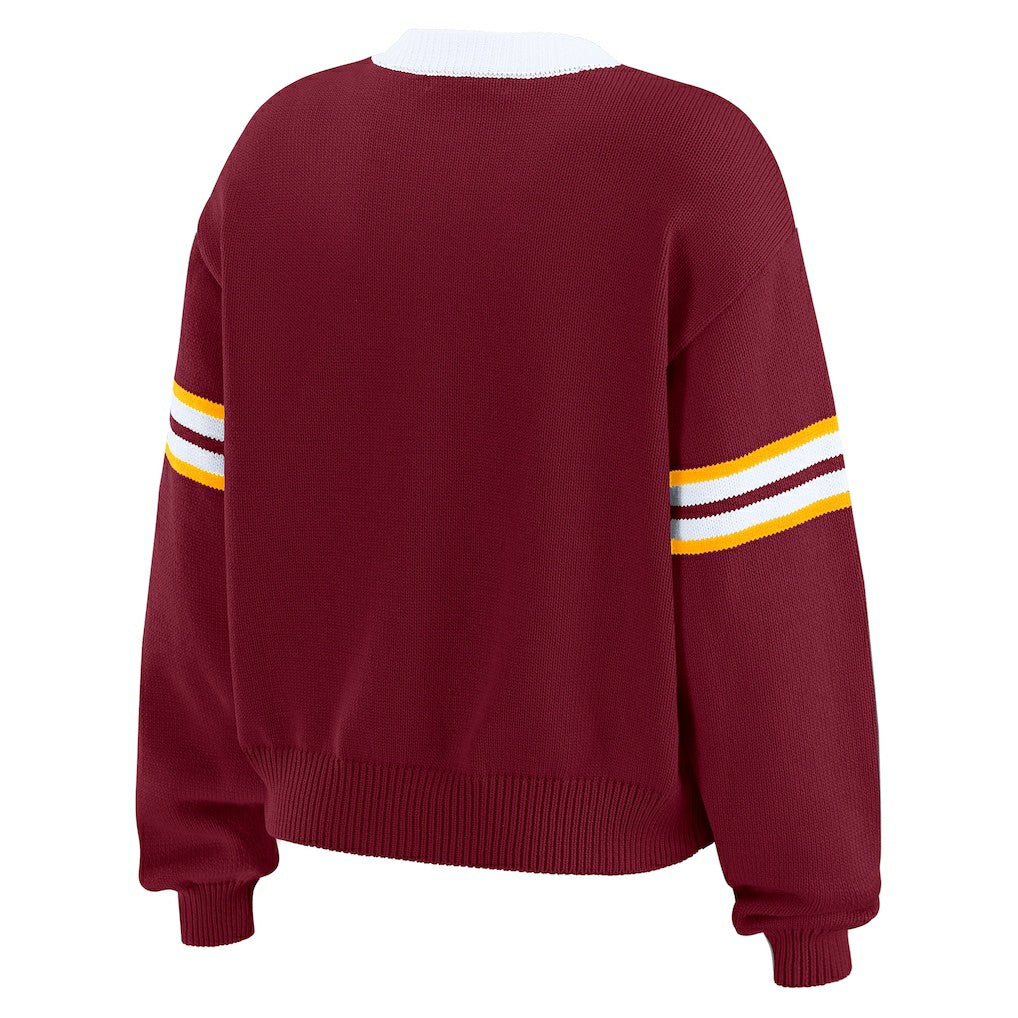 Washington Commanders WEAR by Erin Andrews Women's Lace-Up Pullover Sweatshirt Burgundy | NFL