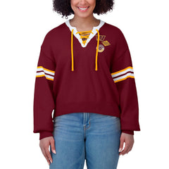 Washington Commanders WEAR by Erin Andrews Women's Lace-Up Pullover Sweatshirt Burgundy | NFL