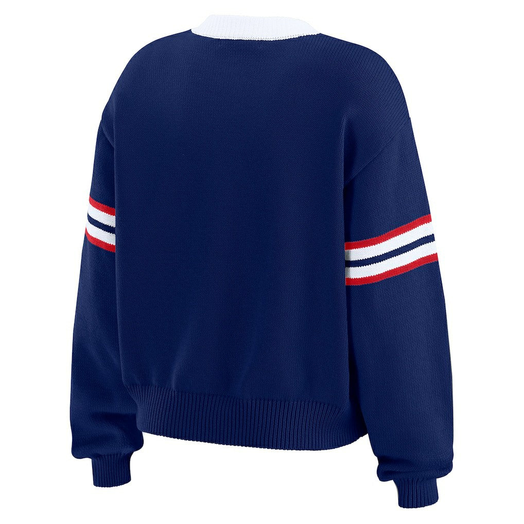 New York Giants WEAR by Erin Andrews Women's Lace-Up Pullover Sweatshirt Royal | NFL