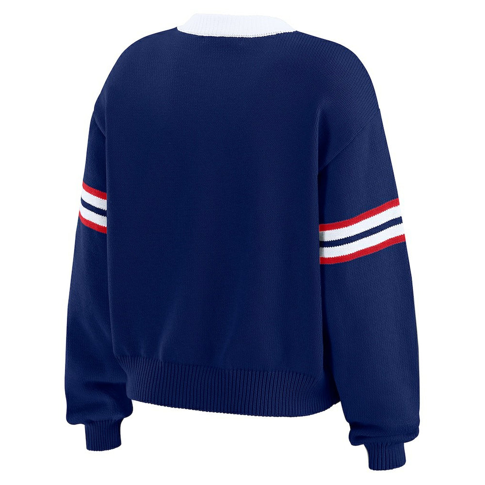 New York Giants WEAR by Erin Andrews Women's Lace-Up Pullover Sweatshirt Royal | NFL