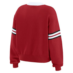 San Francisco 49ers WEAR by Erin Andrews Women's Lace-Up Pullover Sweatshirt Scarlet | NFL