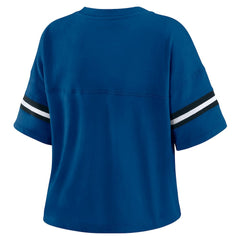 Indianapolis Colts WEAR by Erin Andrews Women's Color Block Boxy Modest Crop V-Neck T-Shirt Royal | NFL