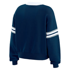 Dallas Cowboys WEAR by Erin Andrews Women's Lace-Up Pullover Sweatshirt Navy | NFL