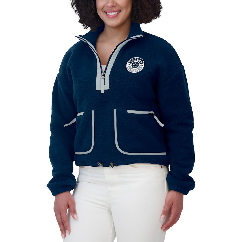 Dallas Cowboys WEAR by Erin Andrews Women's Polar Fleece Half-Zip Jacket Navy | NFL