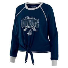 Dallas Cowboys WEAR by Erin Andrews Women's Tie-Front Long Sleeve Top Navy/ | NFL