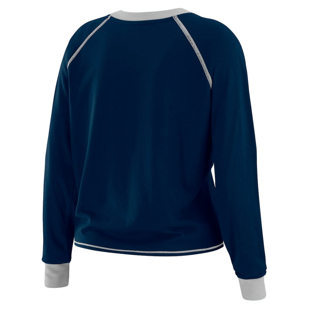 Dallas Cowboys WEAR by Erin Andrews Women's Tie-Front Long Sleeve Top Navy/ | NFL
