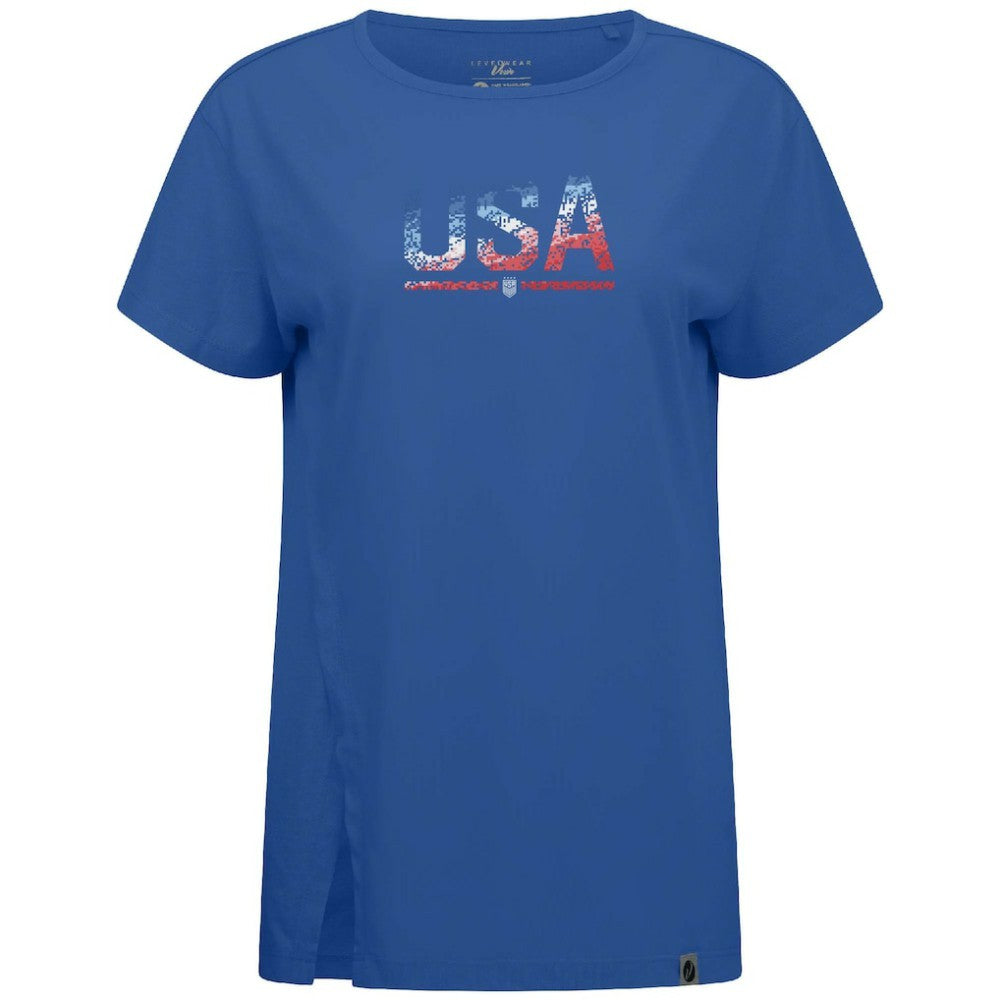 USWNT Levelwear Women's Influx Pixel T-Shirt Royal - FIFA World CUP