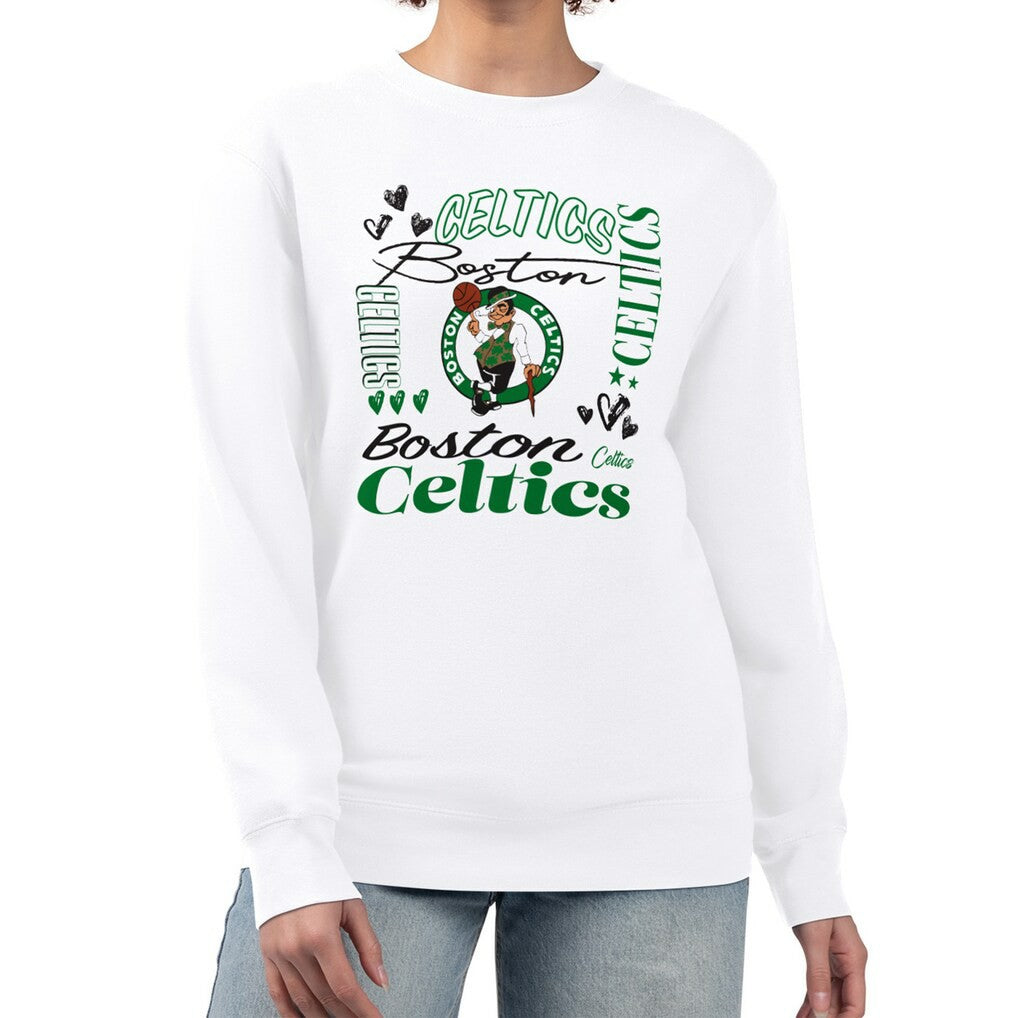 Boston Celtics G-III 4Her by Carl Banks Women's Collage Team Graphic Fleece Pullover Sweatshirt White - NBA
