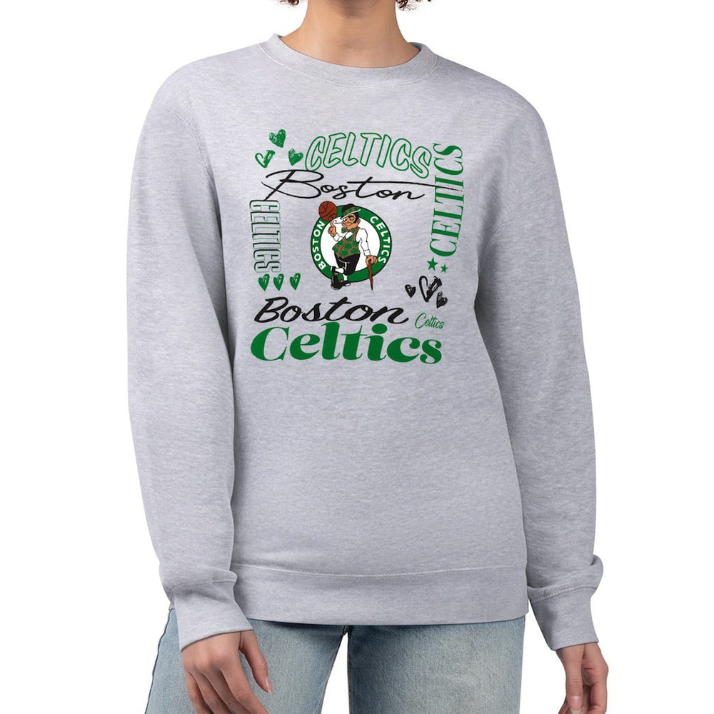 Boston Celtics G-III 4Her by Carl Banks Women's Collage Team Graphic Fleece Pullover Sweatshirt Heather Gray - NBA